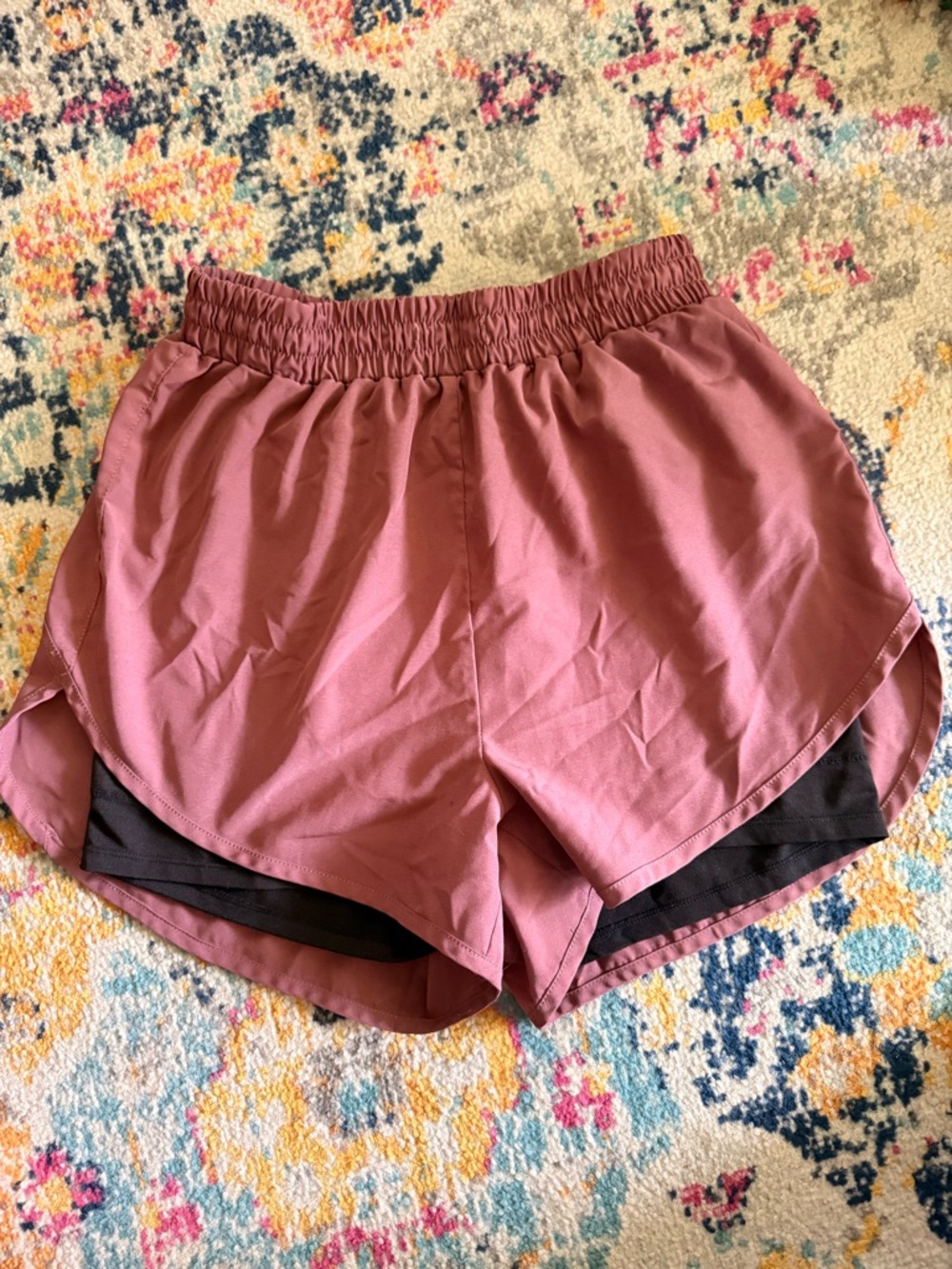 Women's Mauve Running Shorts with Elastic Waist